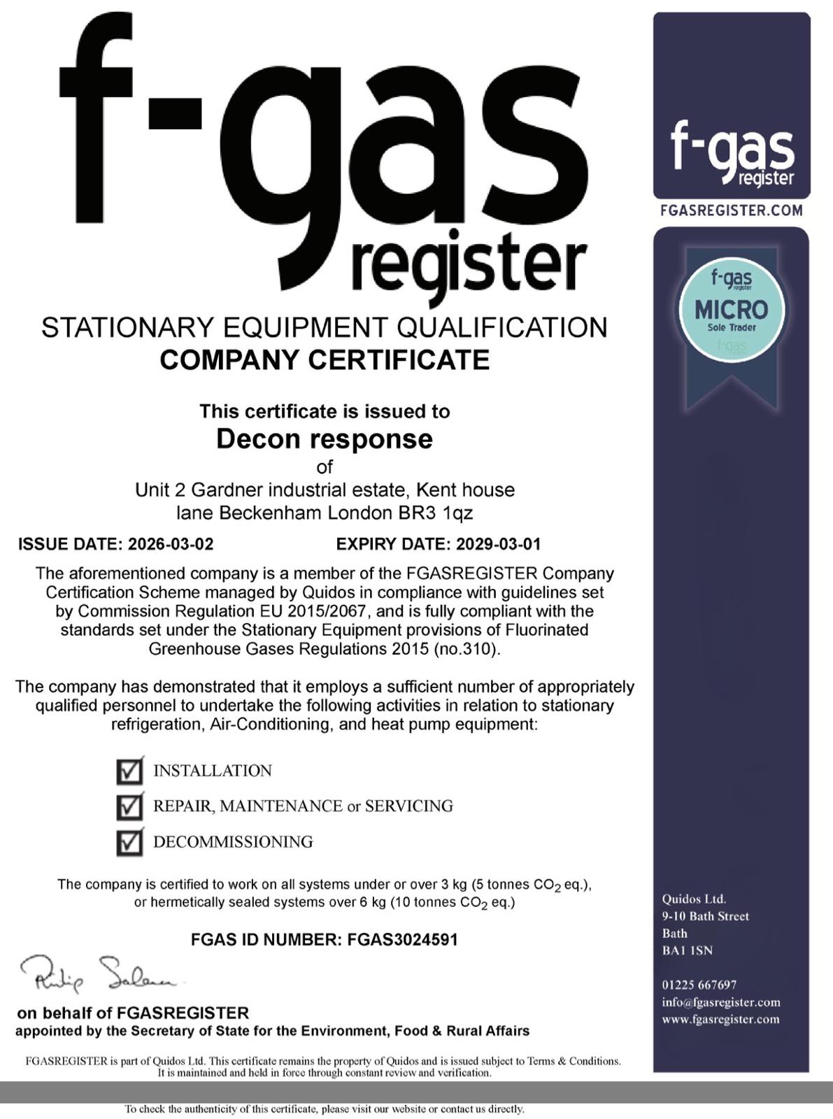 F Gas Registered